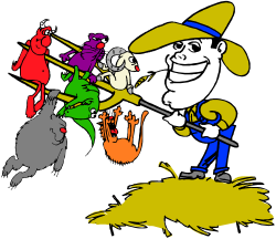 Cartoon Character Trying to Catch a Bird - Playful Clipart Scene