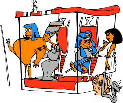 Group of People Standing Around a Bus Clipart