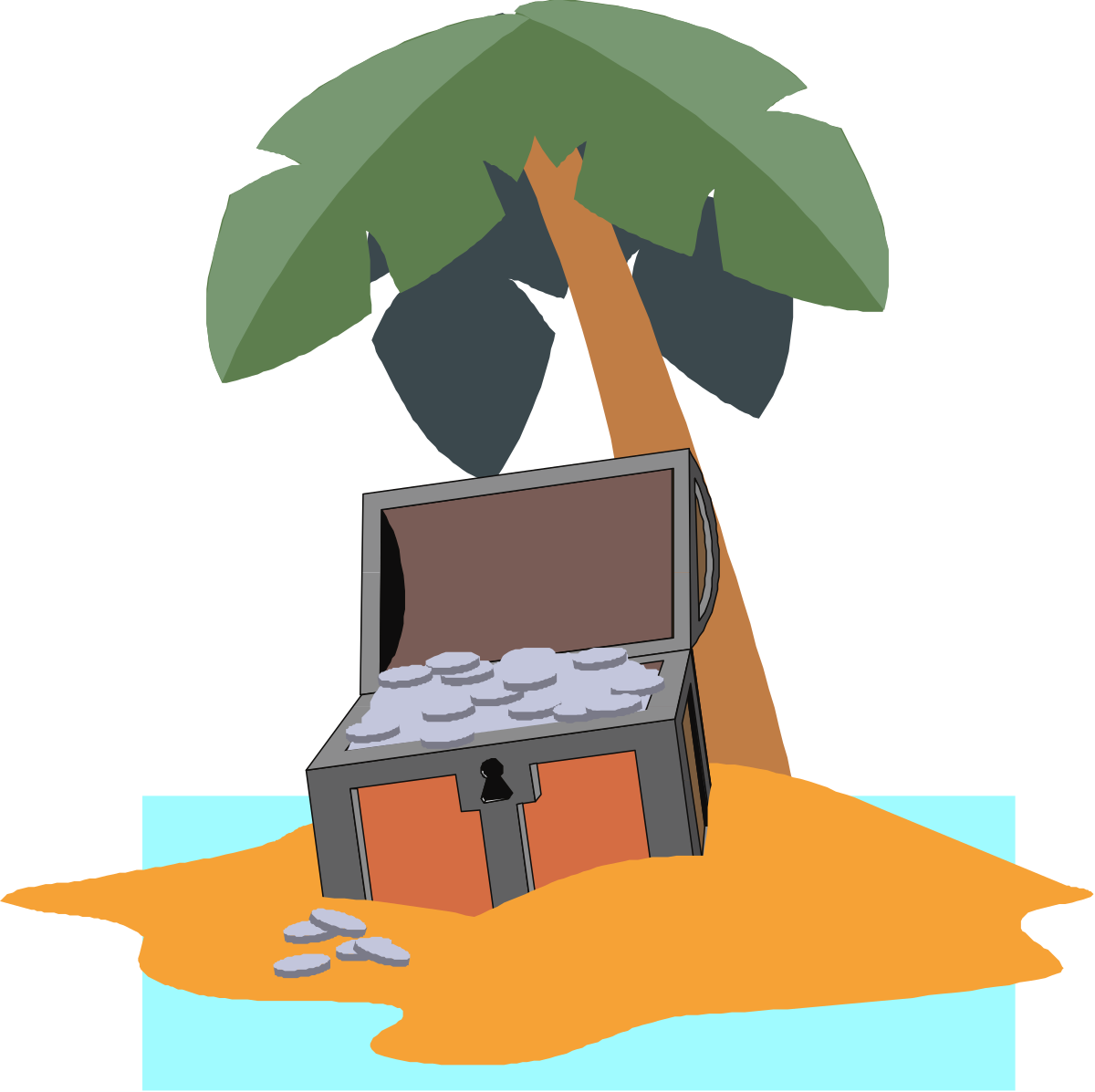 Small House Under Palm Tree Clipart - Charming Tropical Scene