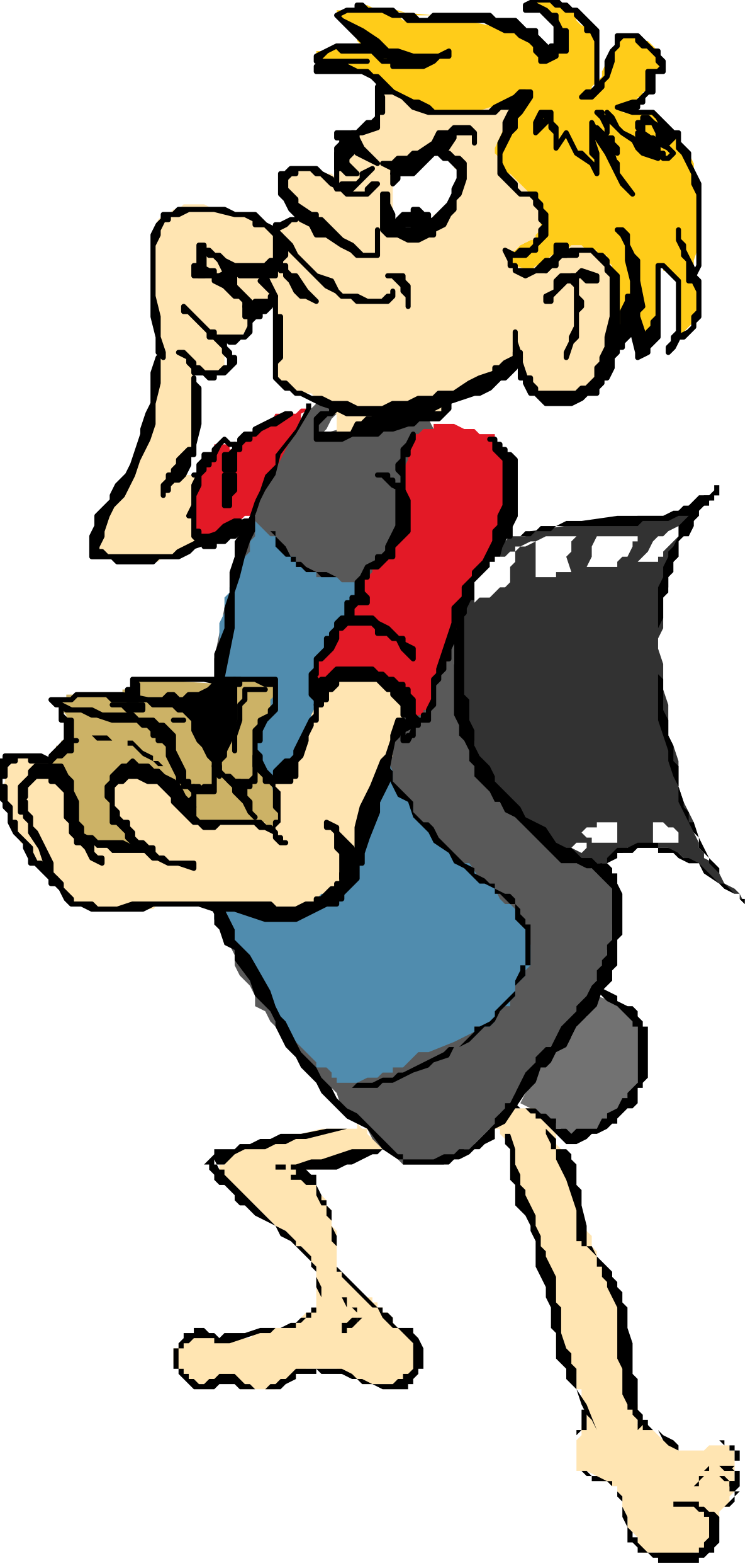 a cartoon character running with a cell clip art png transparent Cartoon Character Running with Cell Phone Clipart