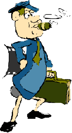 Cartoon Character Sitting on Suitcase Clipart - Fun Travel Illustration