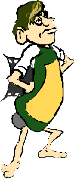 Running Man in Green Shirt and Yellow Pants Clipart