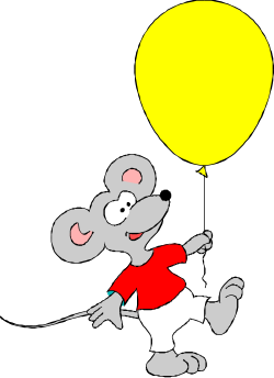 Flying Cartoon Mouse with Balloon Clipart