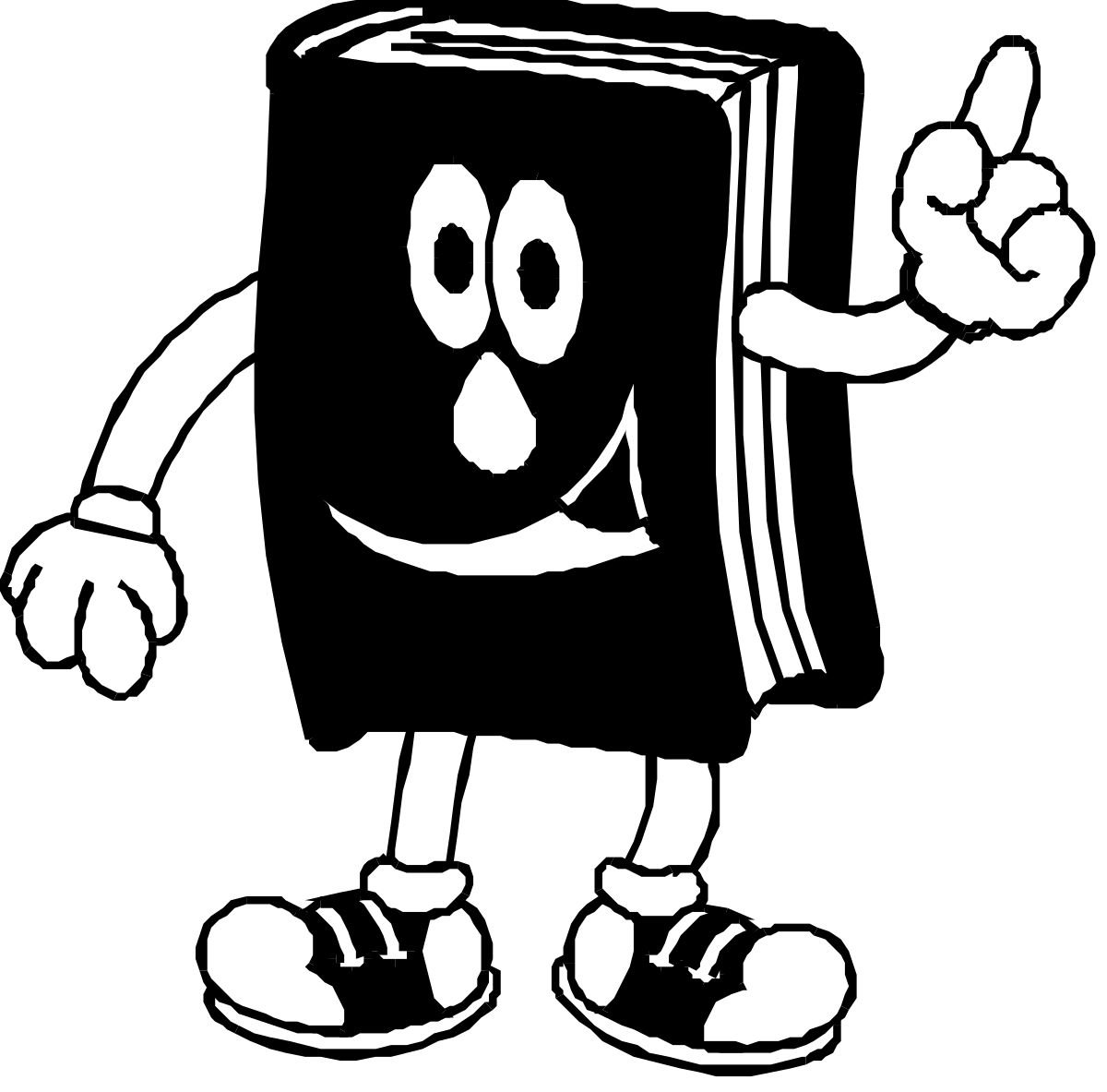 a black and white cartoon character holding a book clip art png transparent Cartoon Character Holding Book - Black and White Clipart Collection
