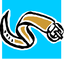 Black and Gold Logo Clipart on Blue Background