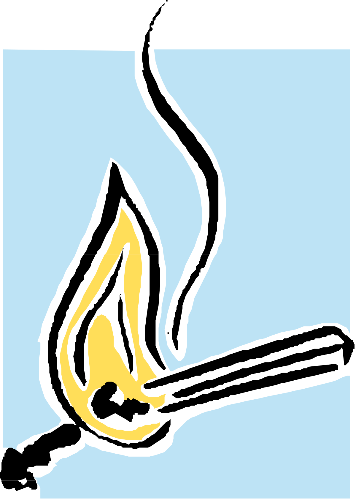 Black and Yellow Fire Icon on Blue Background - Eye-Catching Clipart