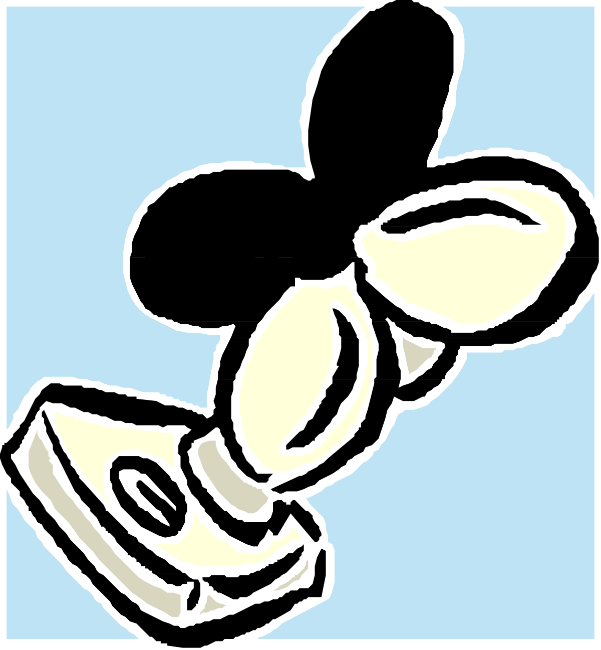 Black and White Mickey Mouse Clipart on Blue Background