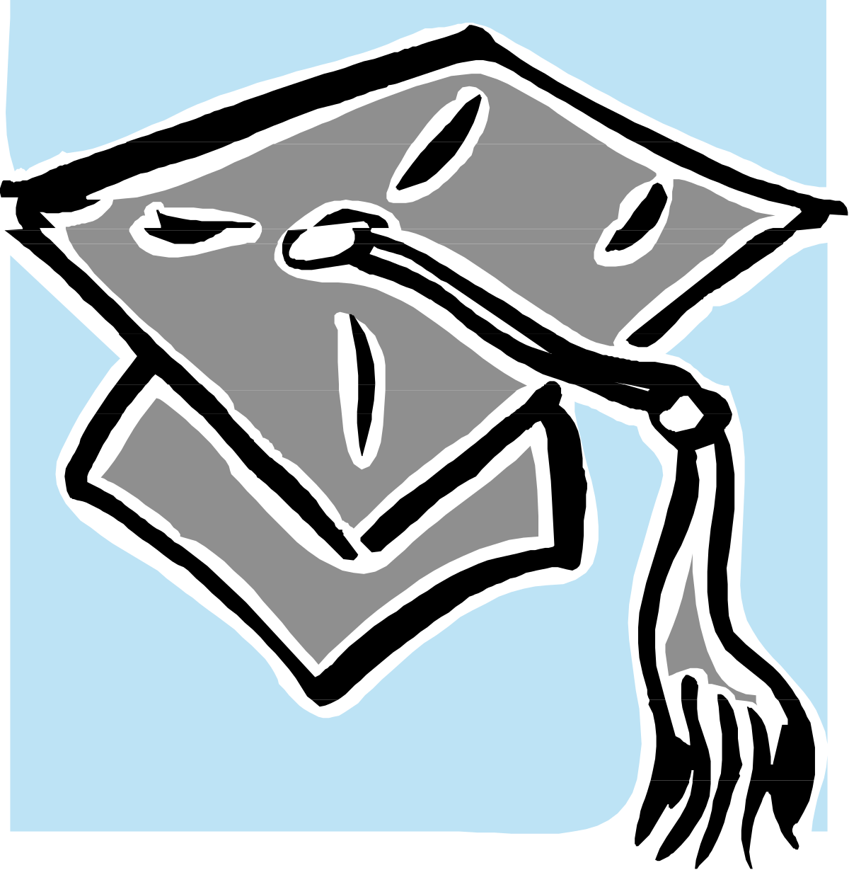 Black and White Graduation Cap Clipart for Celebratory Designs