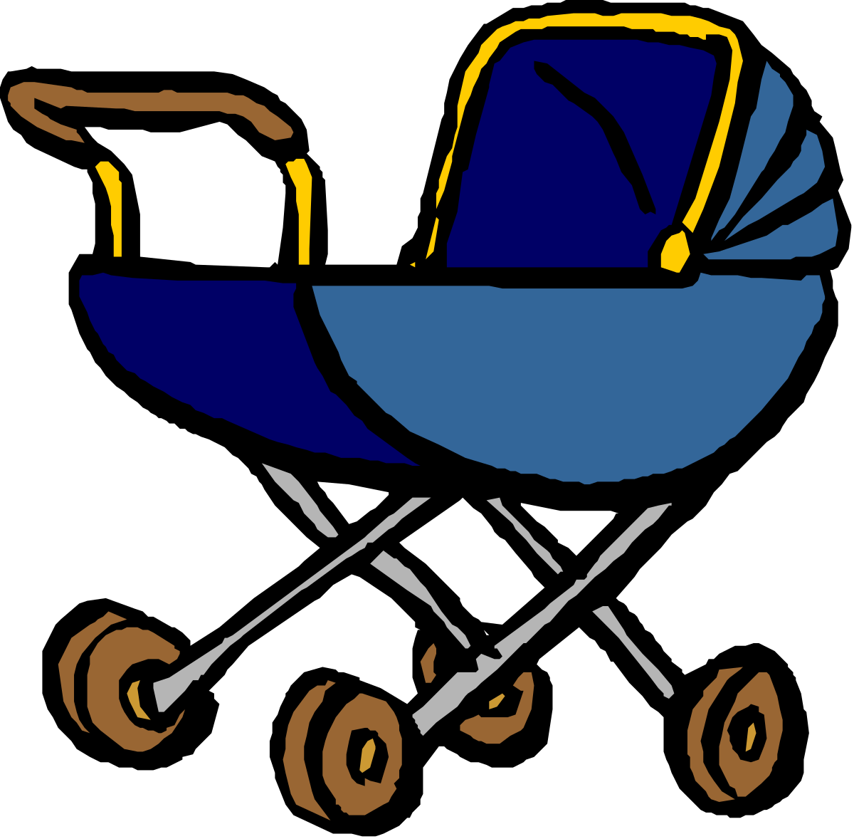 Baby Stroller Clipart: Blue and Yellow Seat Design