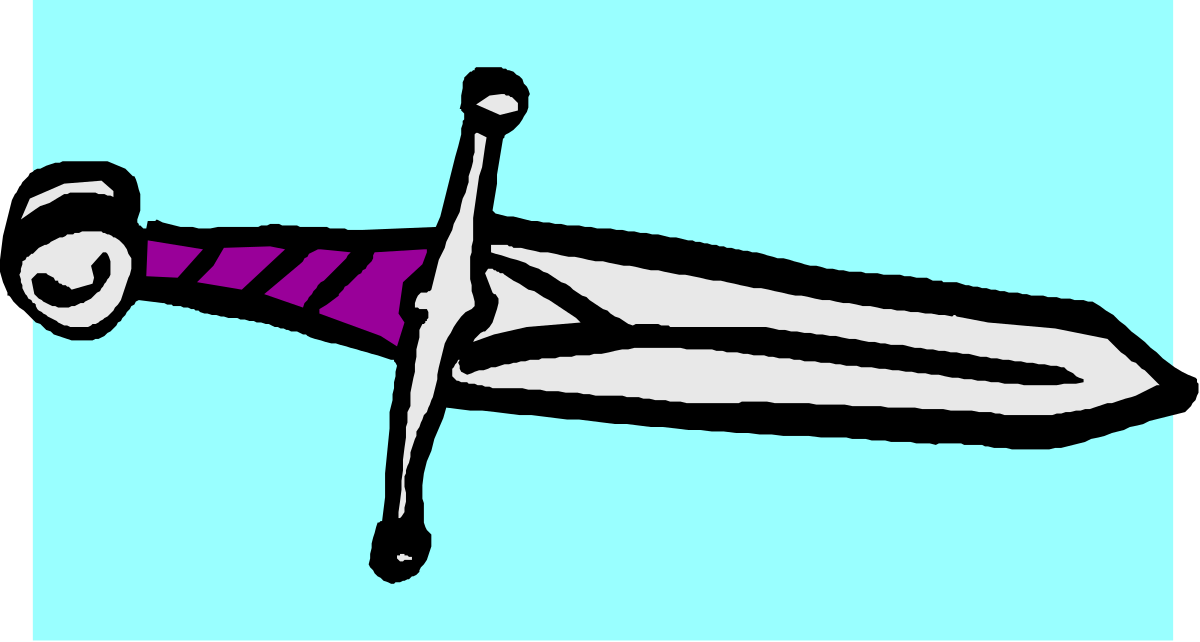 Sword with Purple and Black Stripes - Bold Clipart for Creative Projects