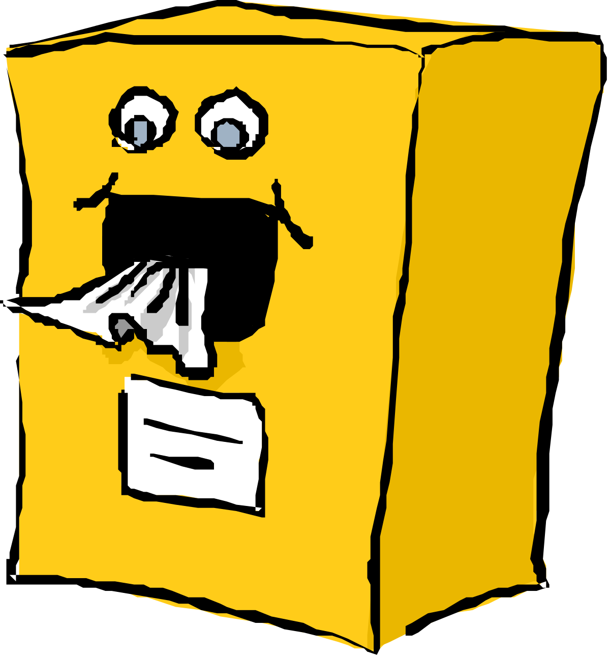 Yellow Box with Face Clipart - Fun and Playful Design