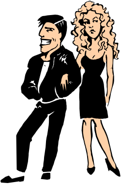 Elegant Black Dress Clipart: Stylish Couple in Formal Attire