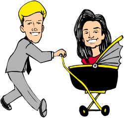 Running Man and Woman with Yellow Ribbon - Dynamic Clipart