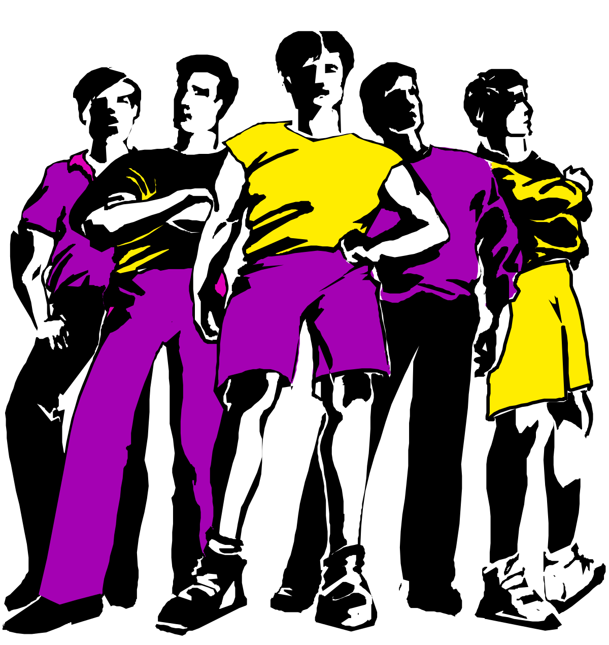 Group of People Standing in a Line Clipart - Diverse Characters for Your Projects