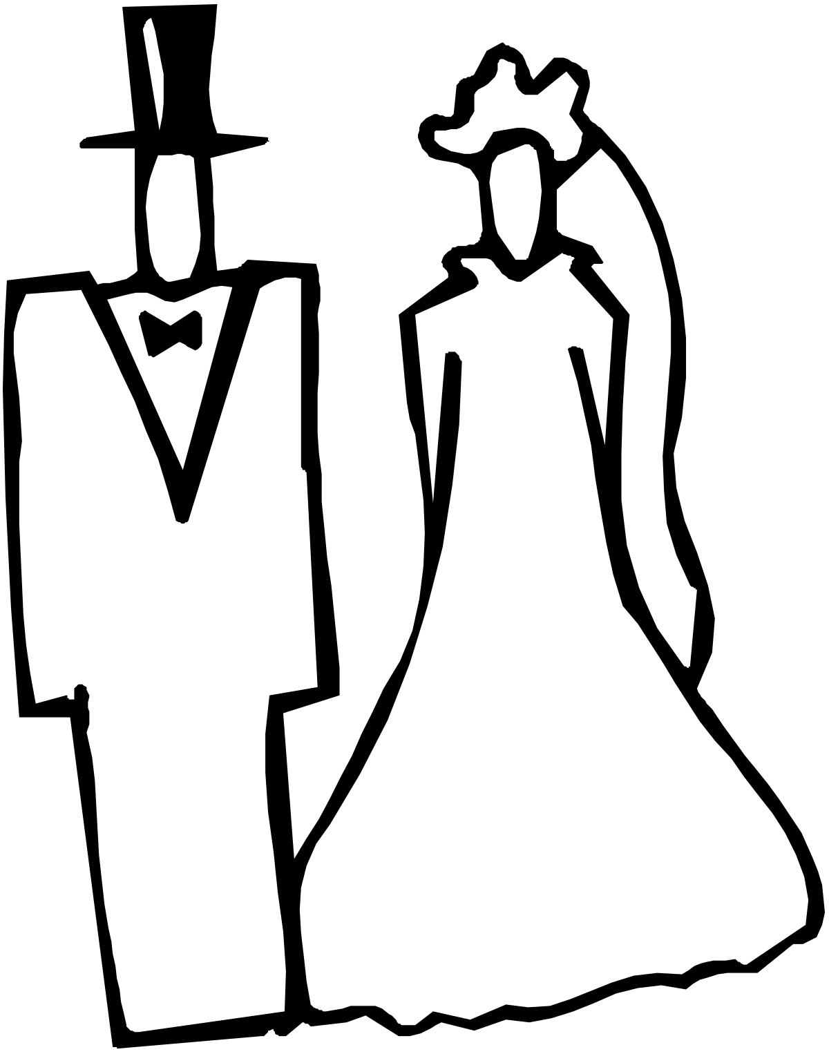 Silhouette of a Bride and Groom Clipart - Perfect for Wedding Designs