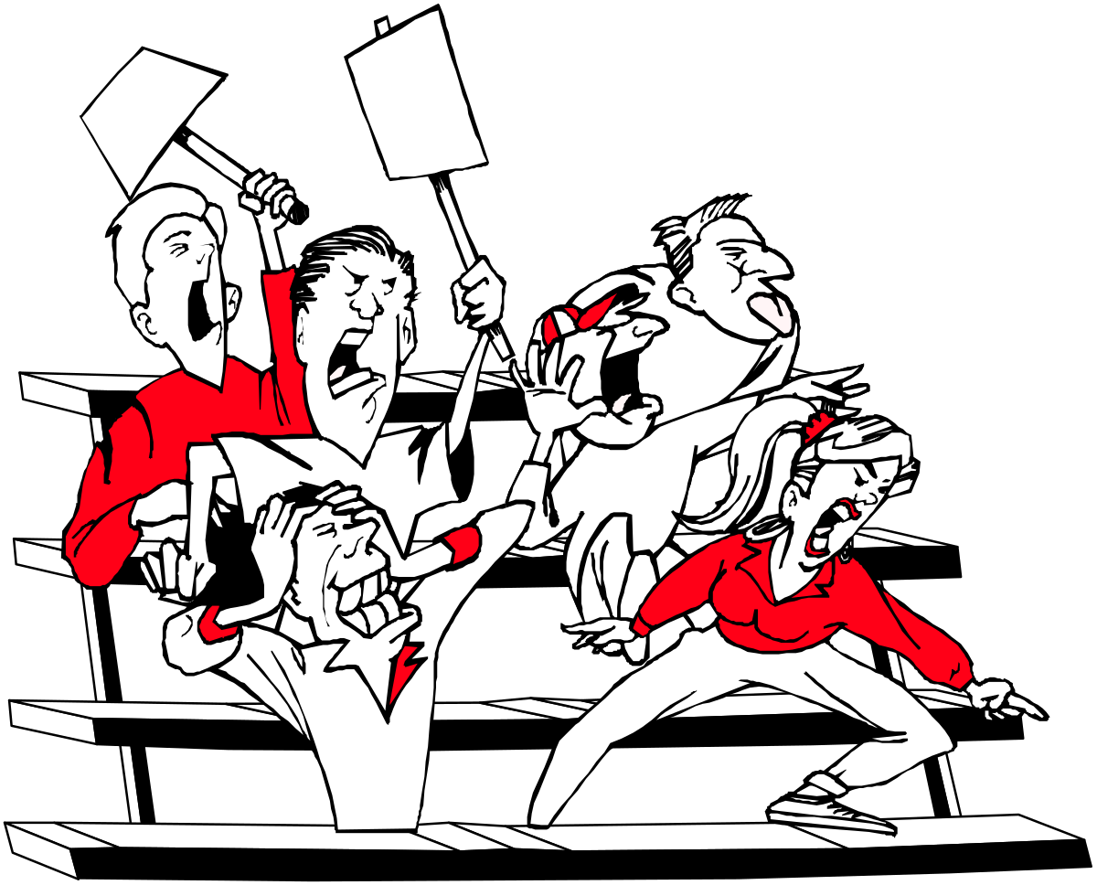 a group of men in red shirts and white pants, one man is holding a sign clip art png transparent Men in Red Shirts and White Pants Holding a Sign Clipart