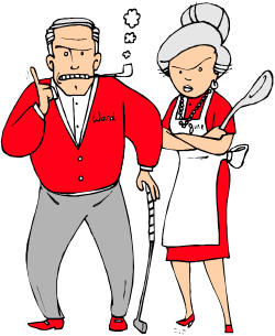 Old Man and Woman Cooking Together Clipart Scene