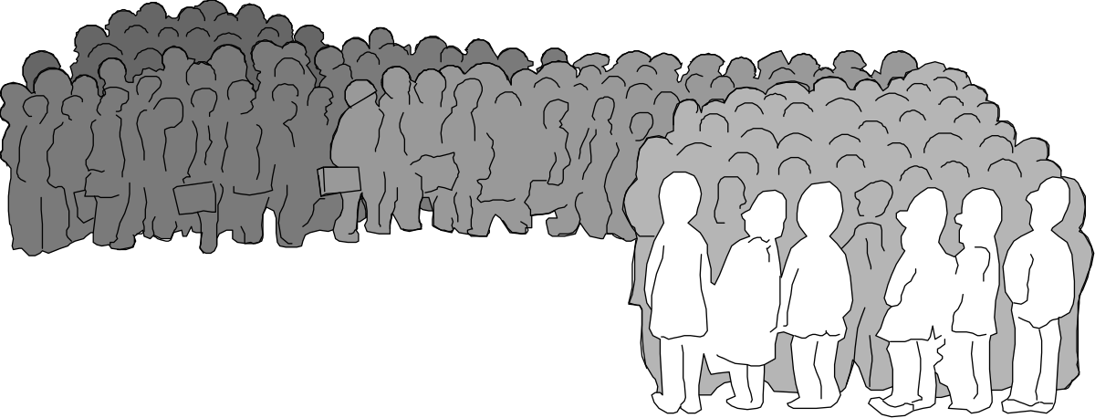 Group of People Standing in a Line Clipart - Diverse Characters in Unity