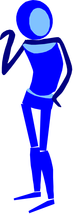 Blue Figure Standing on Black Background - Striking Clipart Image