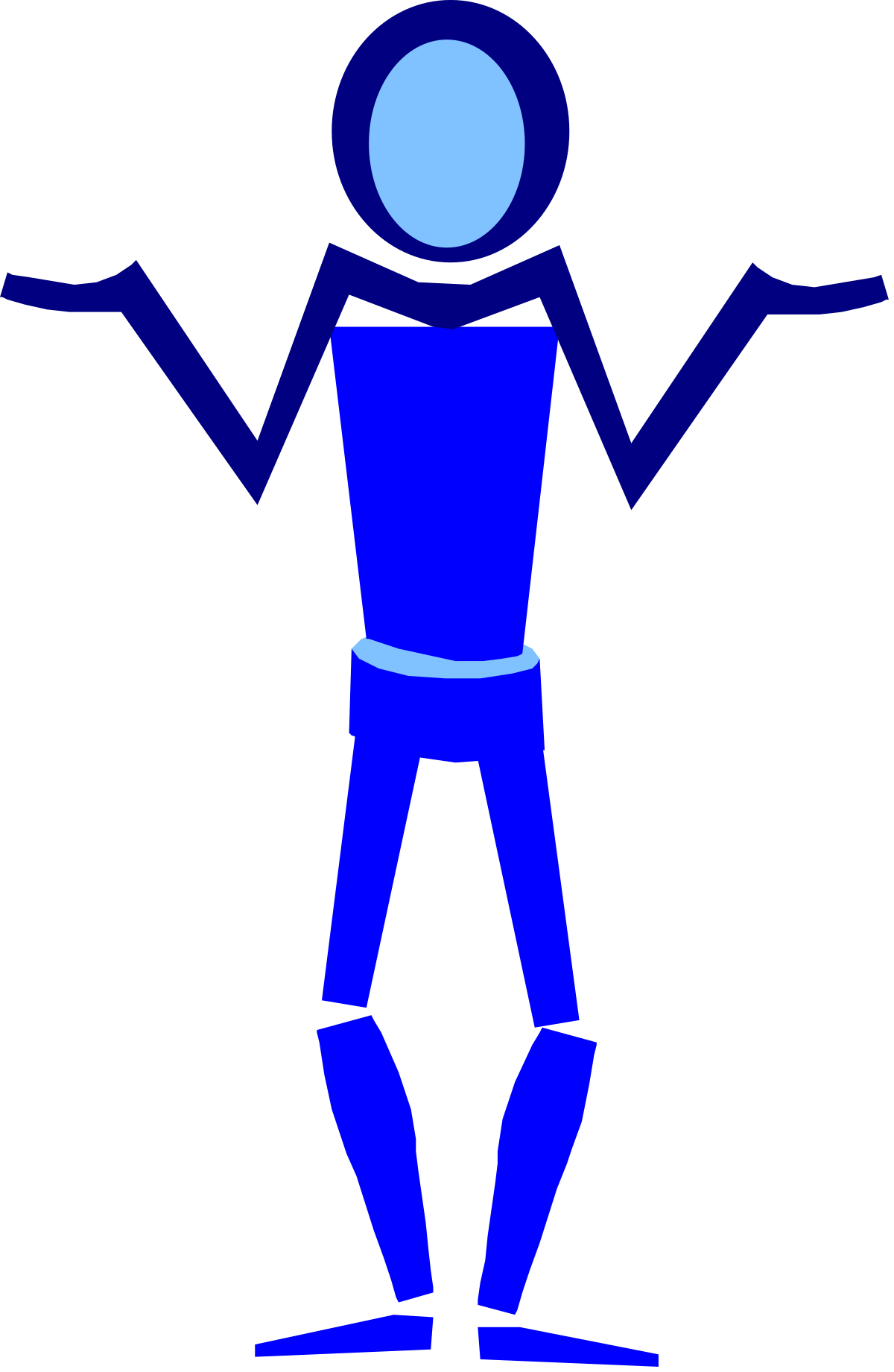 Blue Stick Figure with Outstretched Arms Clipart for Dynamic Illustrations