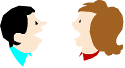 Engaging Interaction: Two People Facing Each Other Clipart