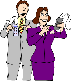 Business Professionals Holding Cell Phones Clipart
