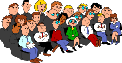 Group of People Sitting in a Row Clipart for Creativity and Design