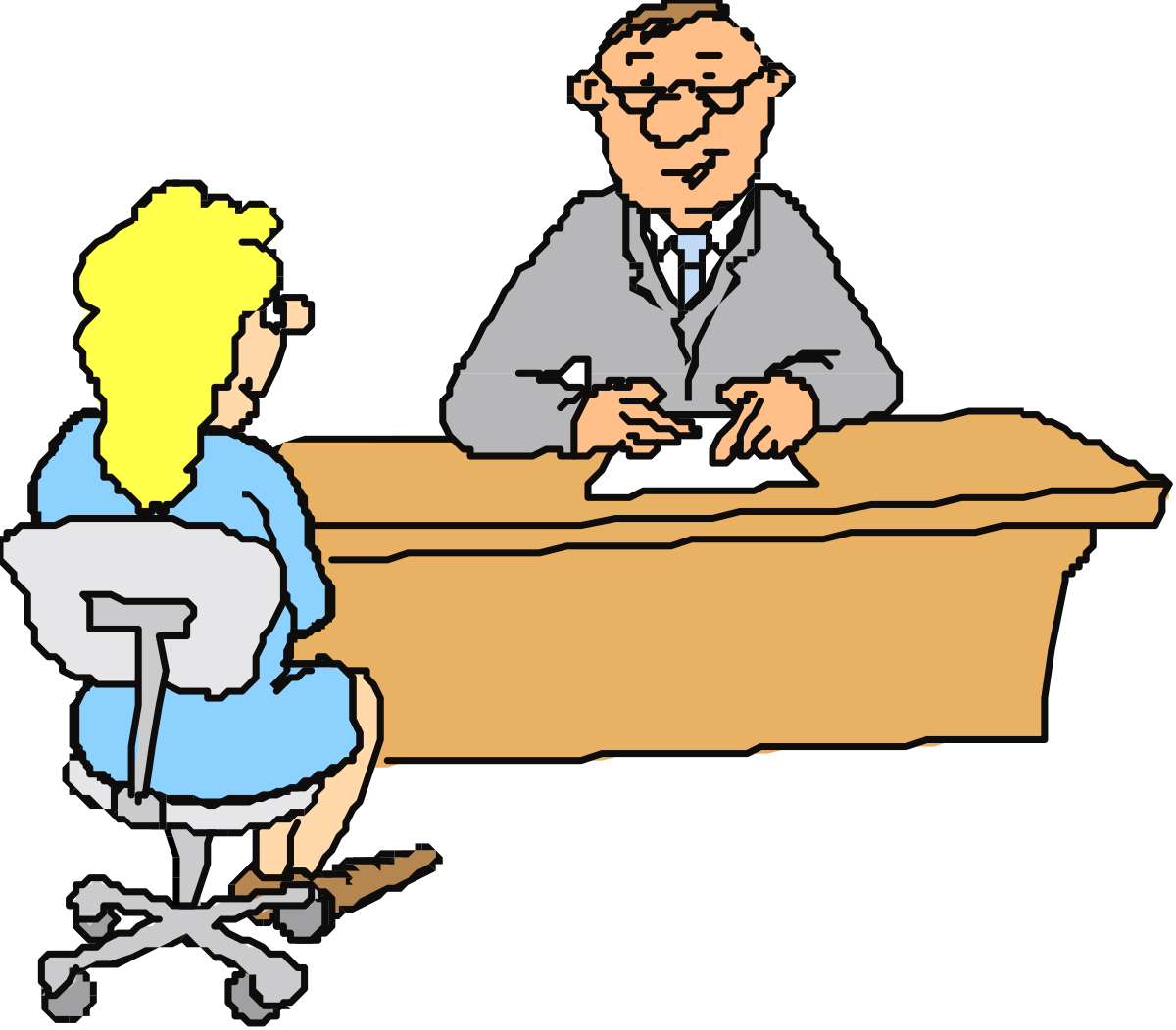a man and woman sitting at a desk clip art png transparent Man and Woman Sitting at Desk Clipart - Perfect for Business Themes