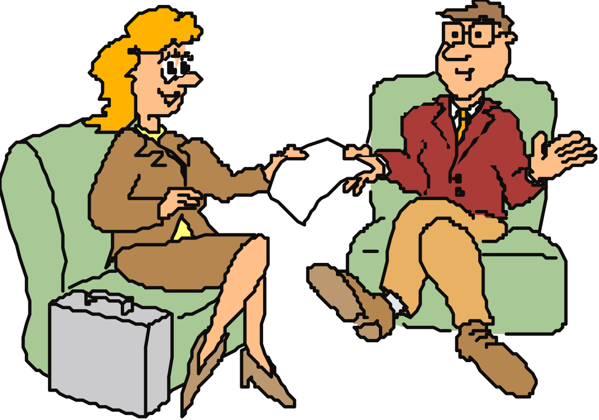Man and Woman Sitting on Couch Talking - Engaging Clipart