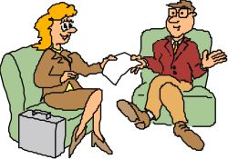 Man and Woman Sitting on Couch Talking - Engaging Clipart