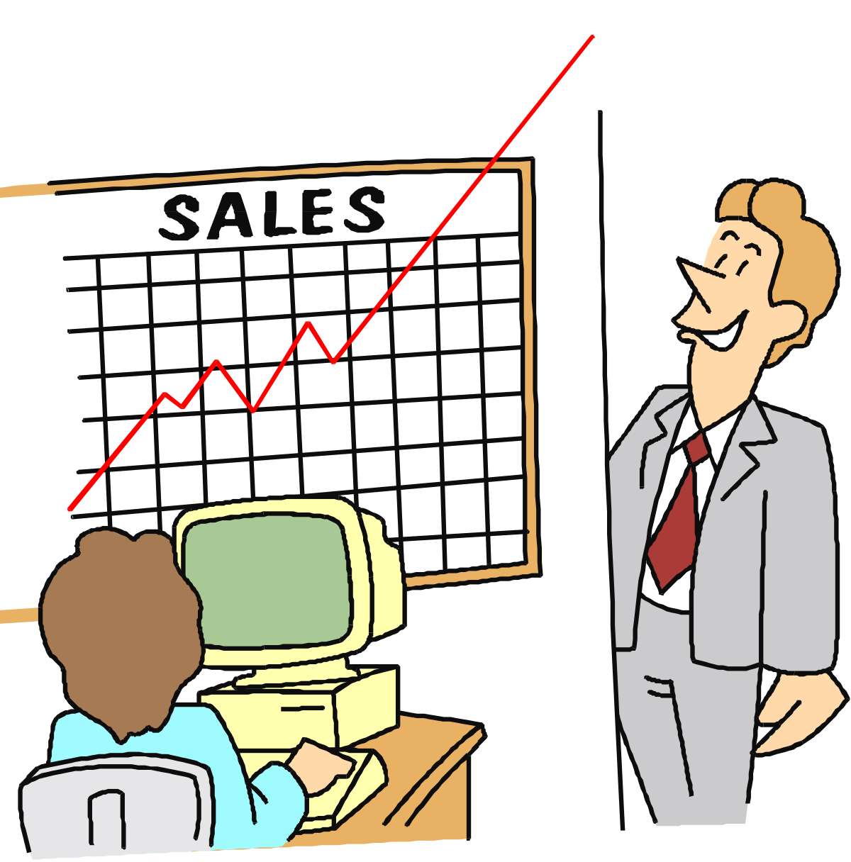 Businessman in Suit Next to Blackboard with Chart - Professional Clipart