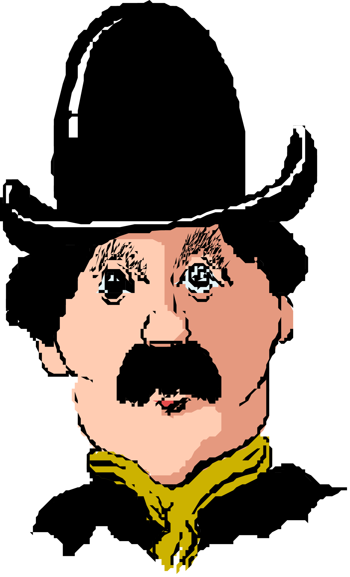 Mustached Man in Hat Clipart - Charming Vintage Character Illustration