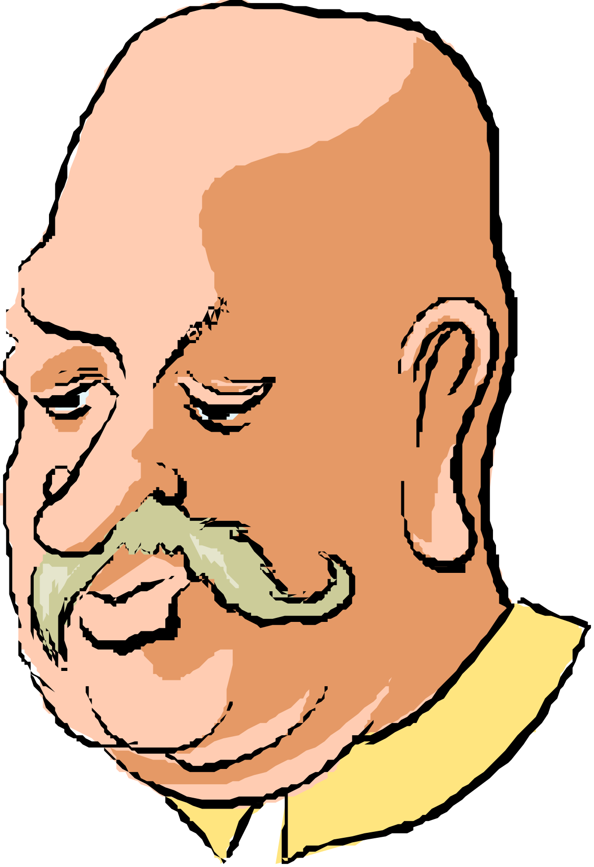 Mustached Man in Yellow Shirt - Fun Clipart Illustration