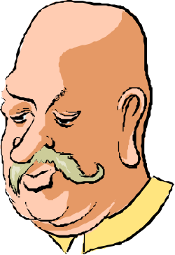 Mustached Man in Yellow Shirt - Fun Clipart Illustration
