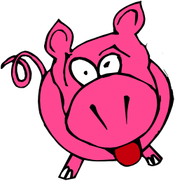 Pink Pig with Red Heart on Nose - Adorable Clipart for Fun Projects