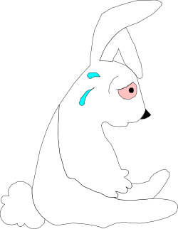 White Rabbit Sitting Peacefully with Closed Eyes Clipart