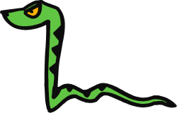 Green Snake on Black Background - Striking Clipart for Your Projects