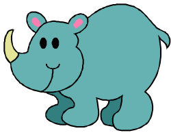 Rhino with Pink Nose - Bold Clipart on Black Background
