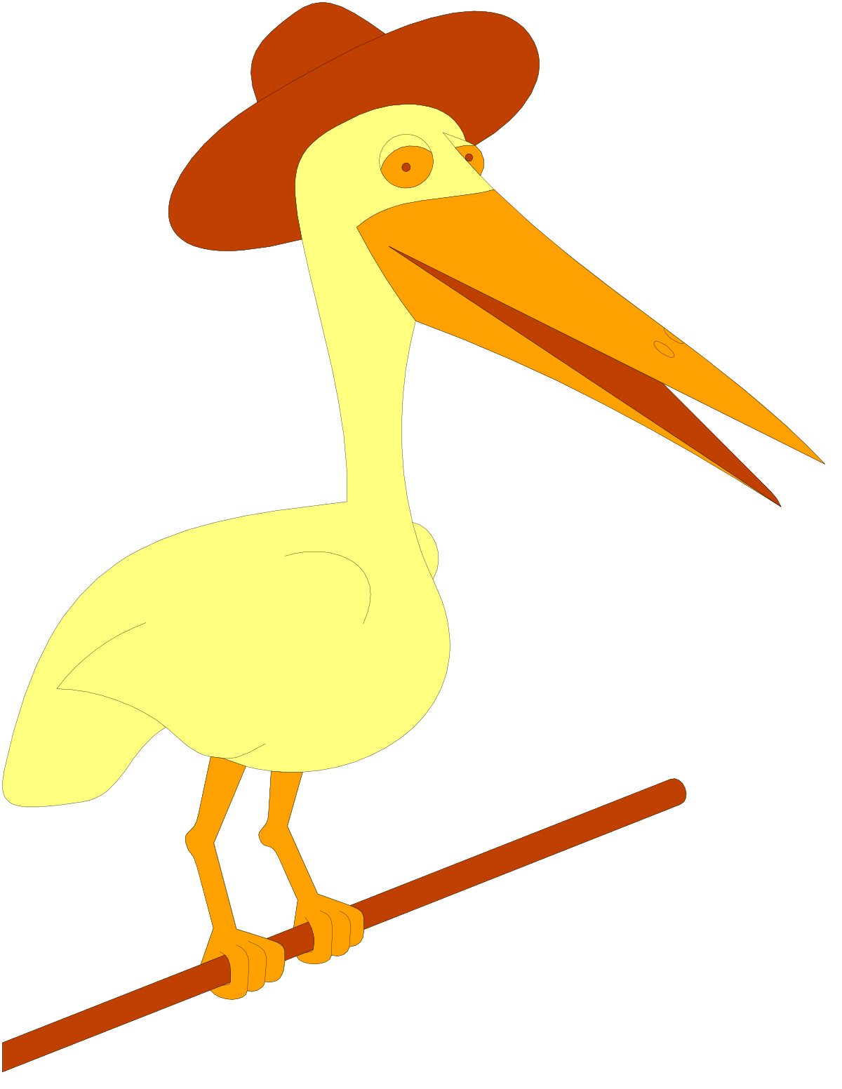 a bird with a hat and a stick clip art png transparent Bird with Hat and Stick Clipart - Quirky Illustrations for Creative Projects