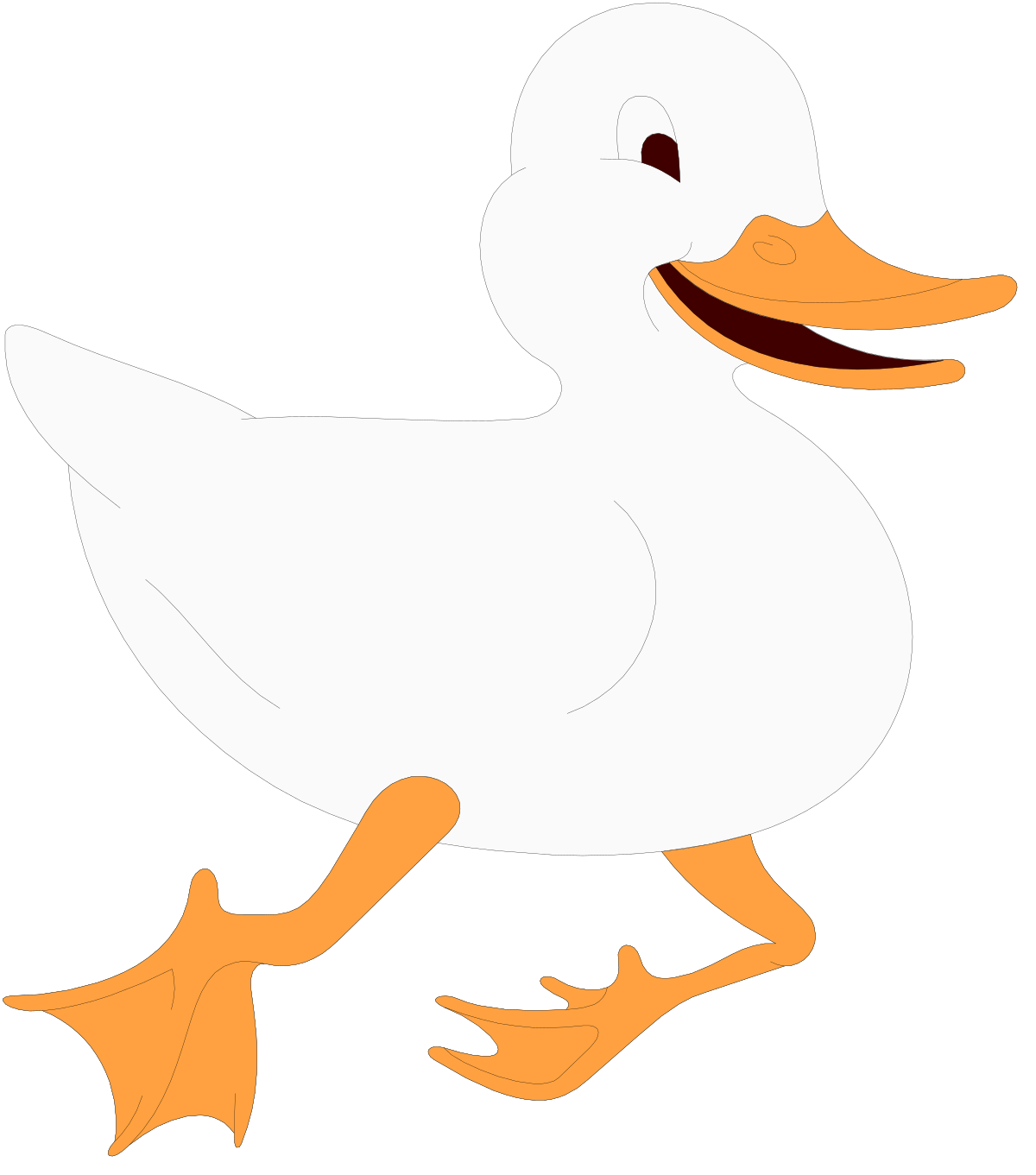 White Duck with Orange Feet on Black Background Clipart