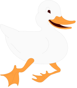 White Duck with Orange Feet on Black Background Clipart