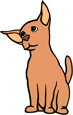 Brown Dog Sitting Clipart on Black Background