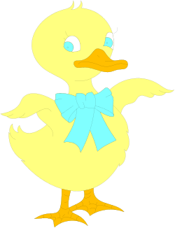 Yellow Duck with Blue Bow - Playful Clipart for Fun Designs