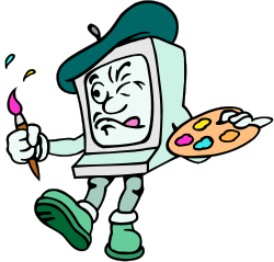 Cartoon Character Holding Paintbrush and Palette - Colorful Clipart