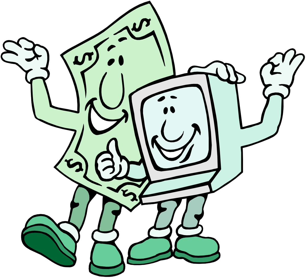 Cartoon Character Holding Computer - Fun and Playful Clipart