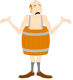 Man in Barrel Clipart - Arms Outstretched Illustration