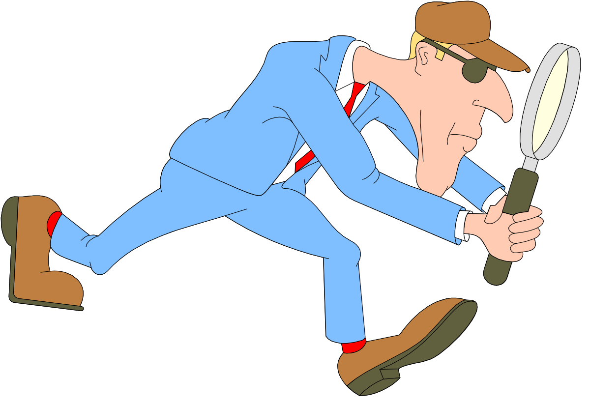 Man in Suit and Hat Holding Magnifying Glass Clipart
