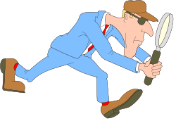 Man in Suit and Hat Holding Magnifying Glass Clipart