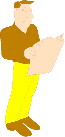Man with Paper Clipart: Brown Shirt Illustration for Versatile Use