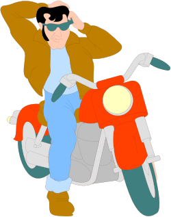Motorcycle Rider with Hand on Head Clipart - Dynamic Action Scene